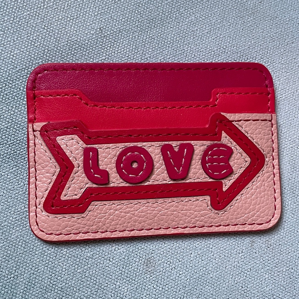 SeeByChloe Leather Card Case Cherry Pink LOVE